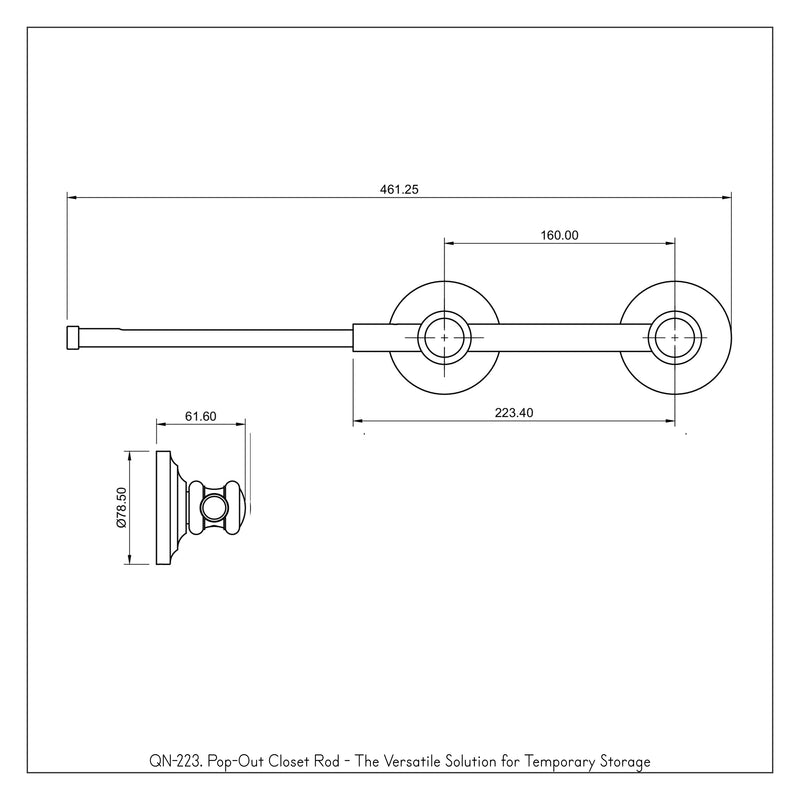 Surface Mounted Retractable Pullout Garment Rod