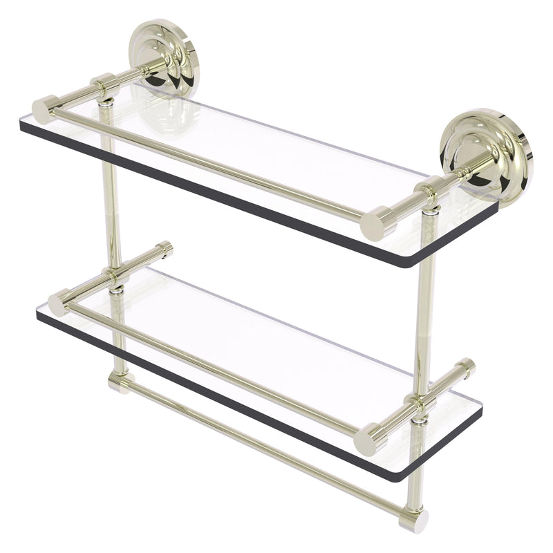 Que New Collection Gallery Rail Double Glass Shelf with Towel Bar