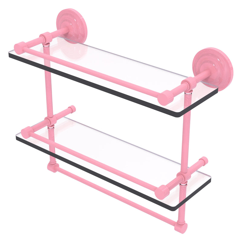 Que New Collection Gallery Rail Double Glass Shelf with Towel Bar