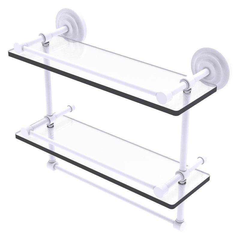 Que New Collection Gallery Rail Double Glass Shelf with Towel Bar