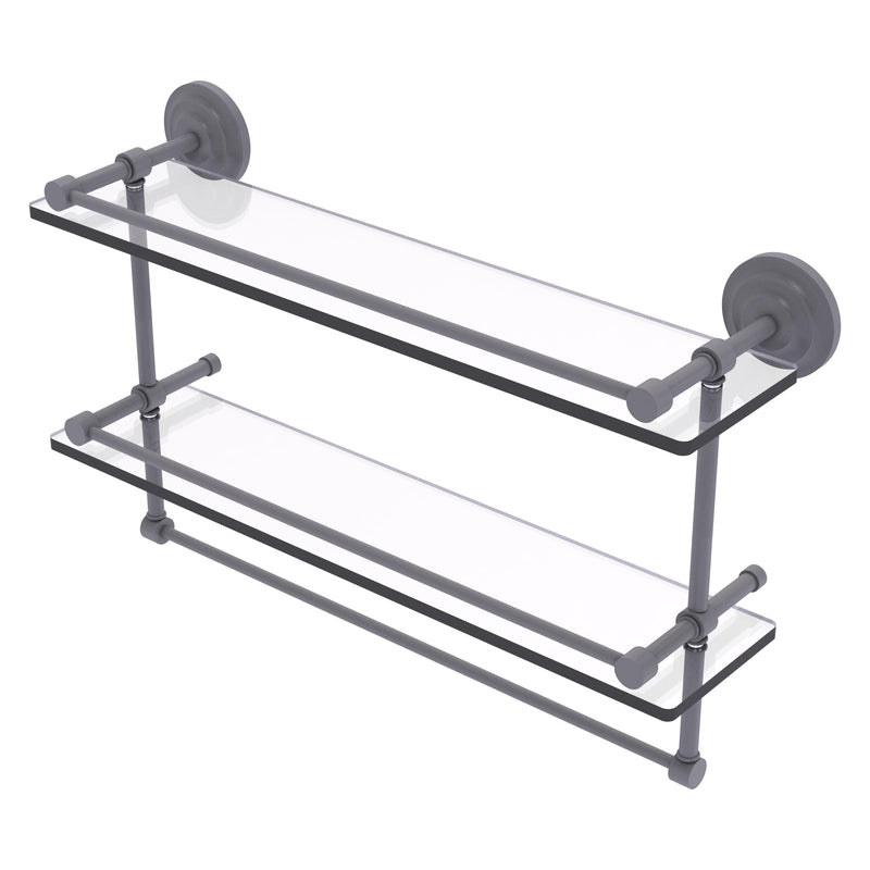 Que New Collection Gallery Rail Double Glass Shelf with Towel Bar