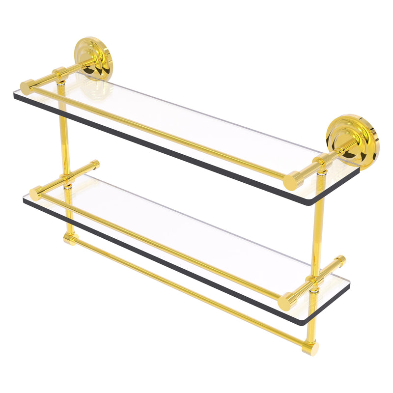 Que New Collection Gallery Rail Double Glass Shelf with Towel Bar