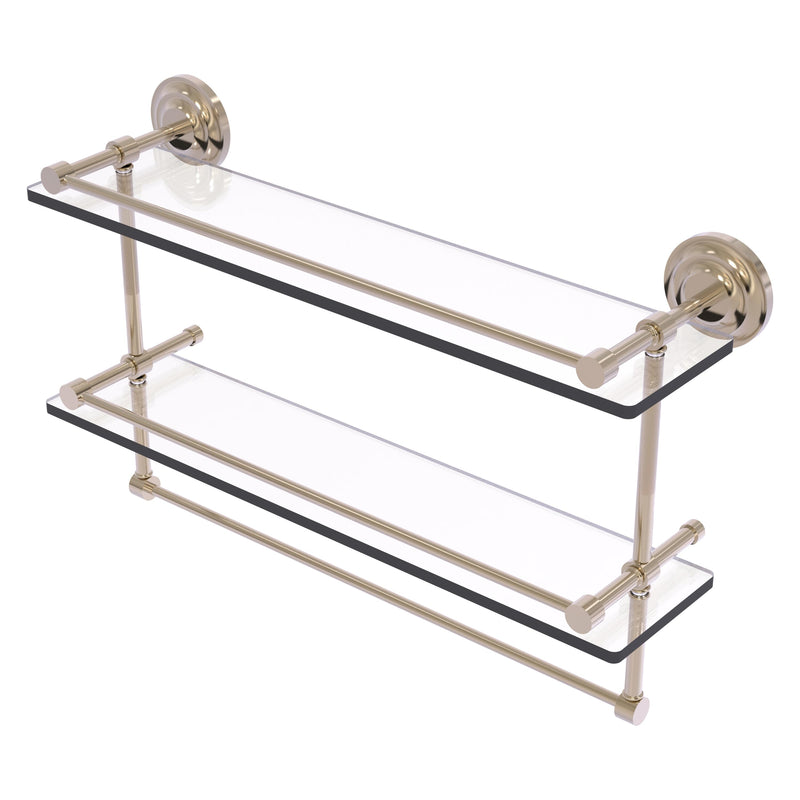 Que New Collection Gallery Rail Double Glass Shelf with Towel Bar