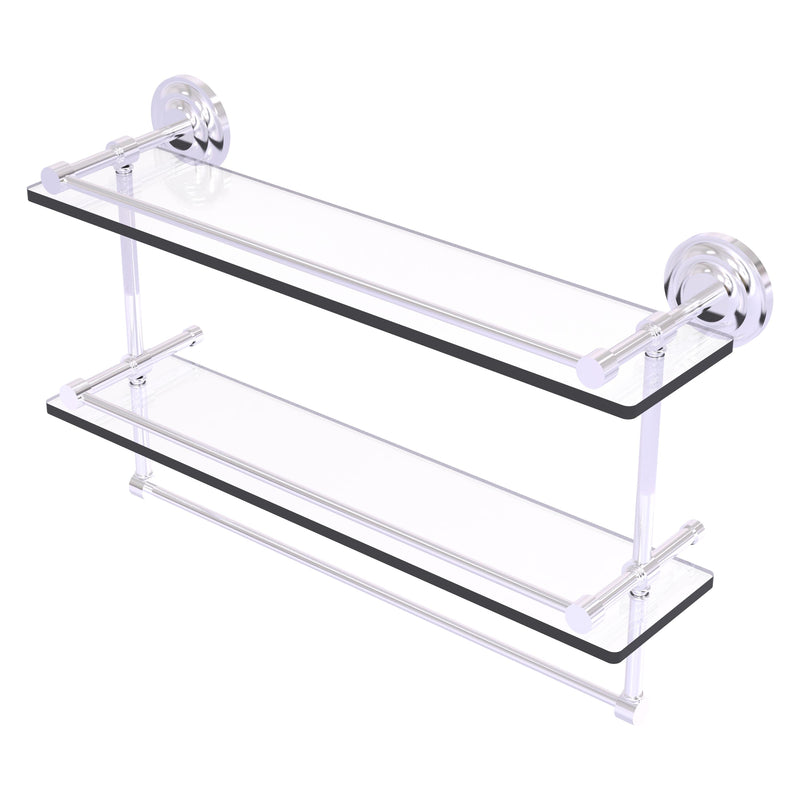 Que New Collection Gallery Rail Double Glass Shelf with Towel Bar