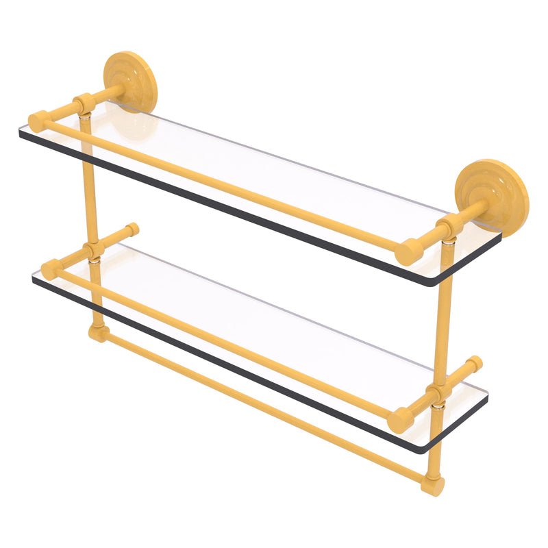 Que New Collection Gallery Rail Double Glass Shelf with Towel Bar