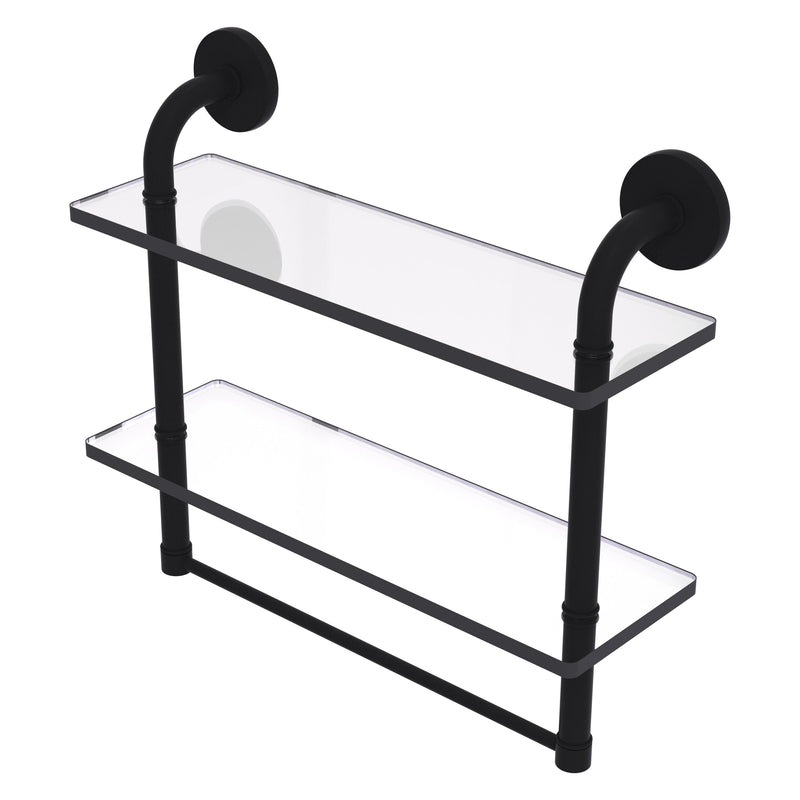 Remi Collection Two Tiered Glass Shelf with Integrated Towel Bar