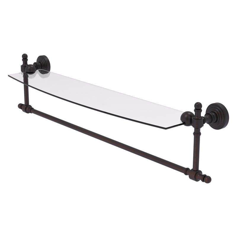 Retro Wave Collection Glass Vanity Shelf  with Integrated Towel Bar