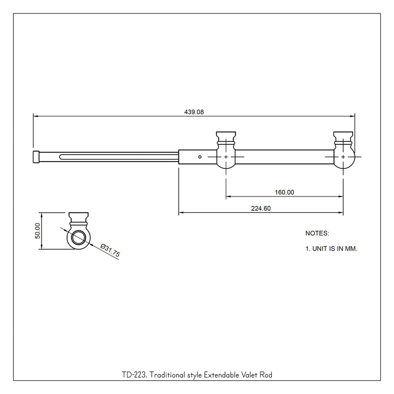 Traditional style Extendable Valet Rod