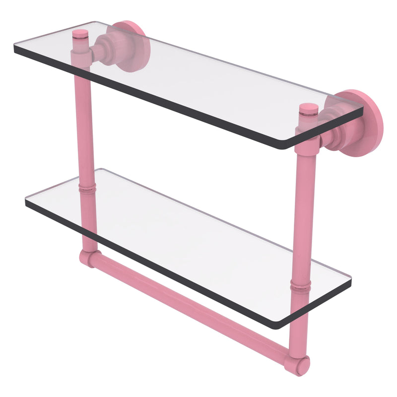 Washington Square Collection Two Tiered Glass Shelf with Integrated Towel Bar