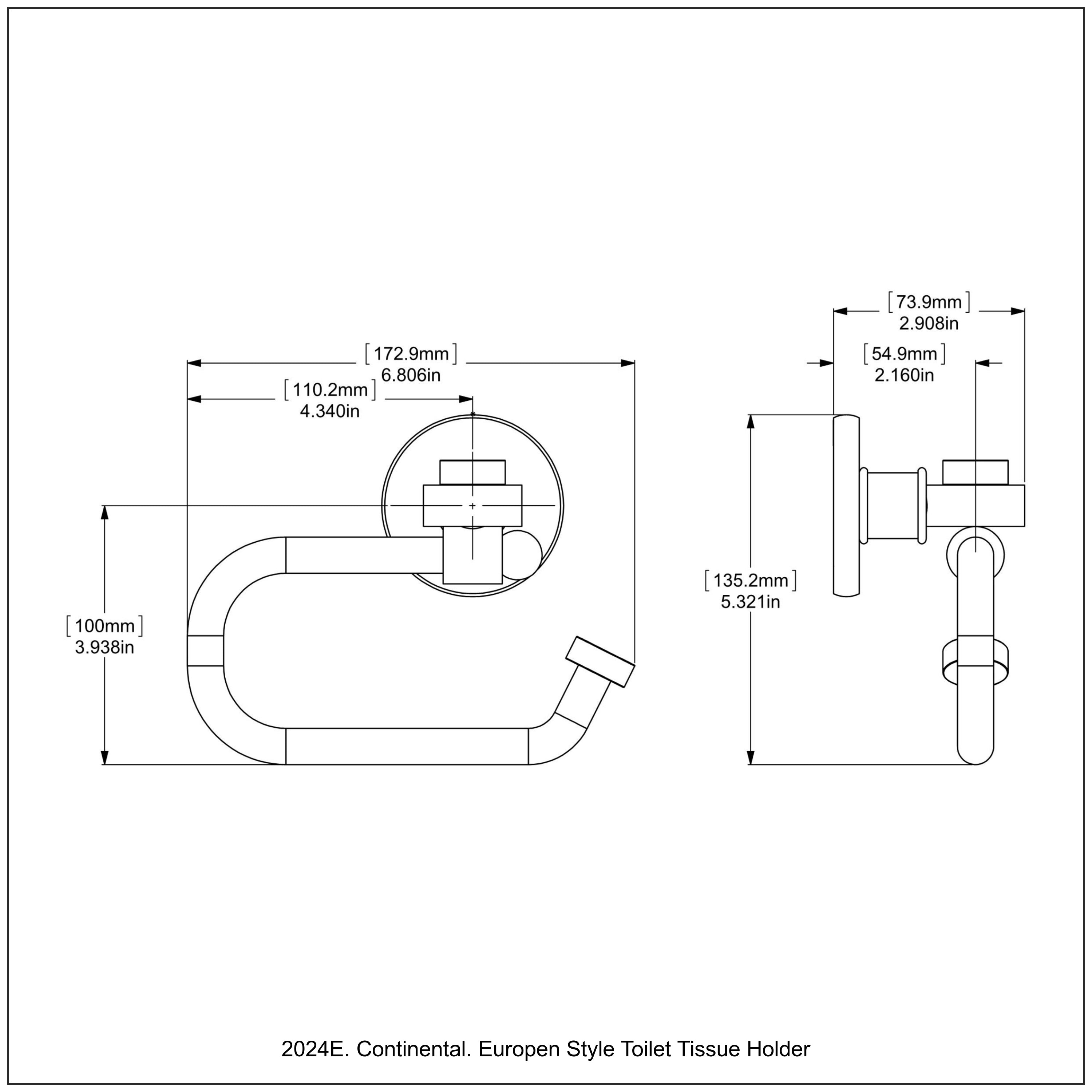 Continental Collection Europen Style Toilet Tissue Holder