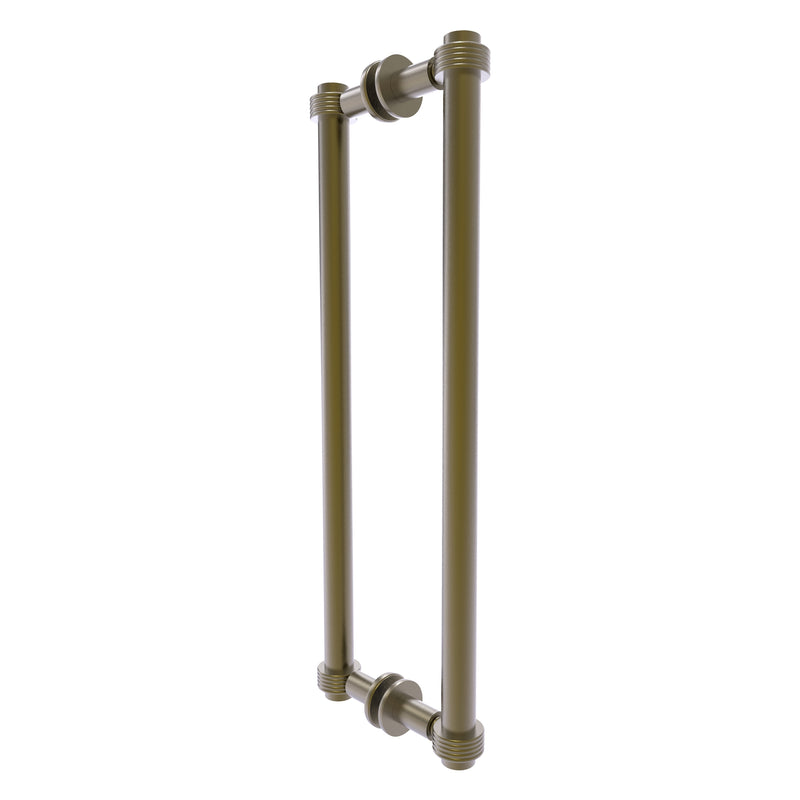 Contemporary Back to Back Shower Door Pull with Grooved Accents