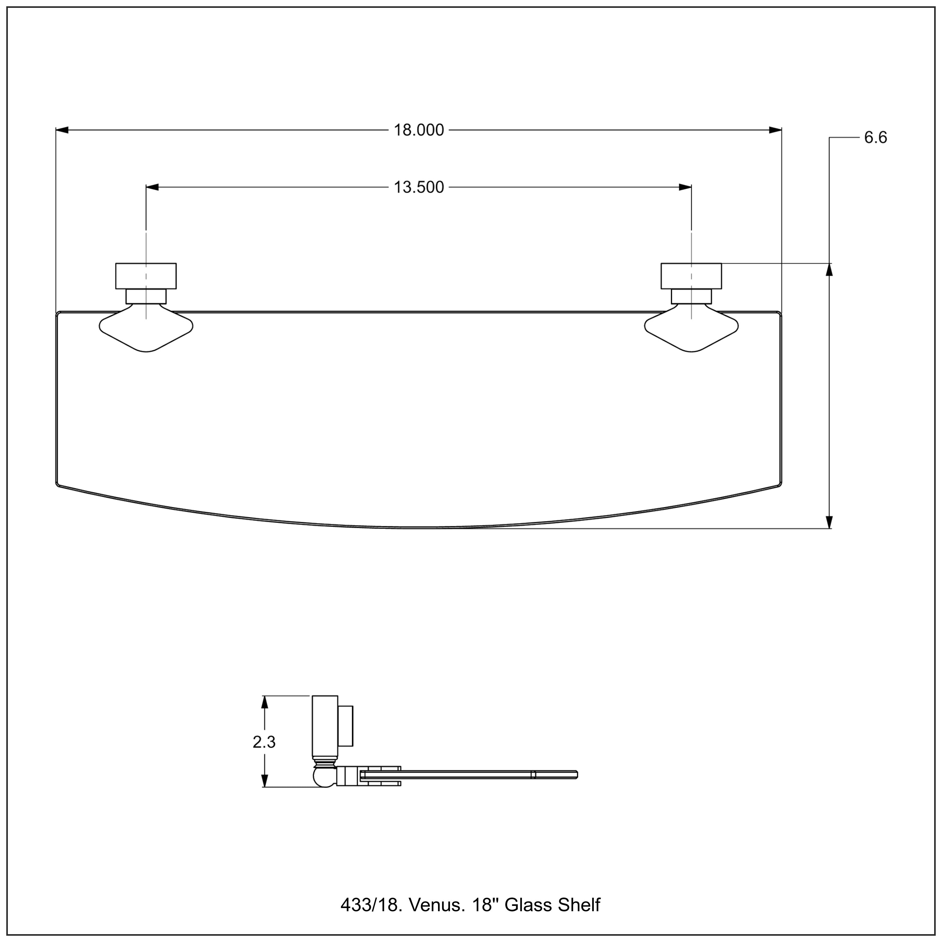 Venus Collection Glass Shelf with Smooth Accents