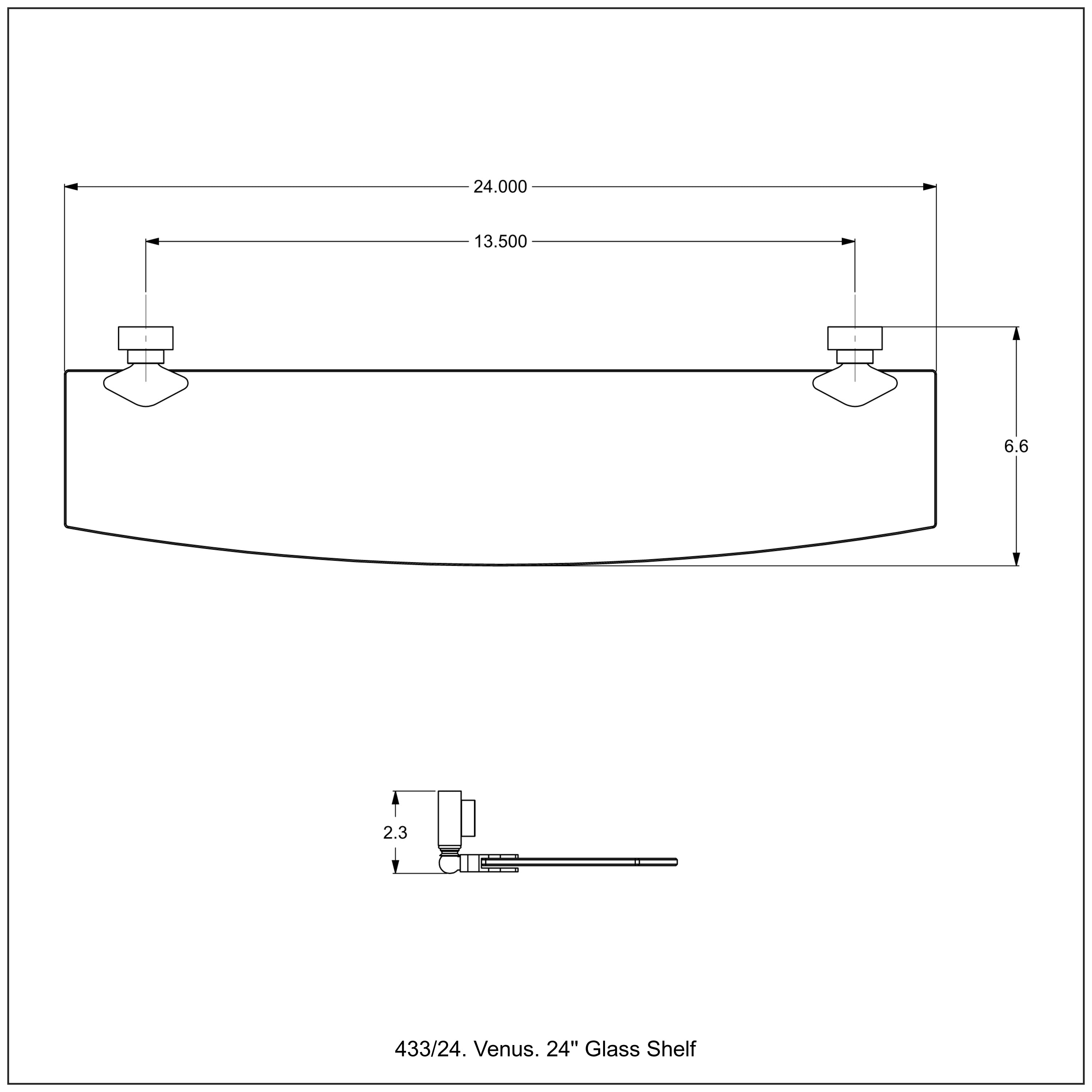 Venus Collection Glass Shelf with Smooth Accents