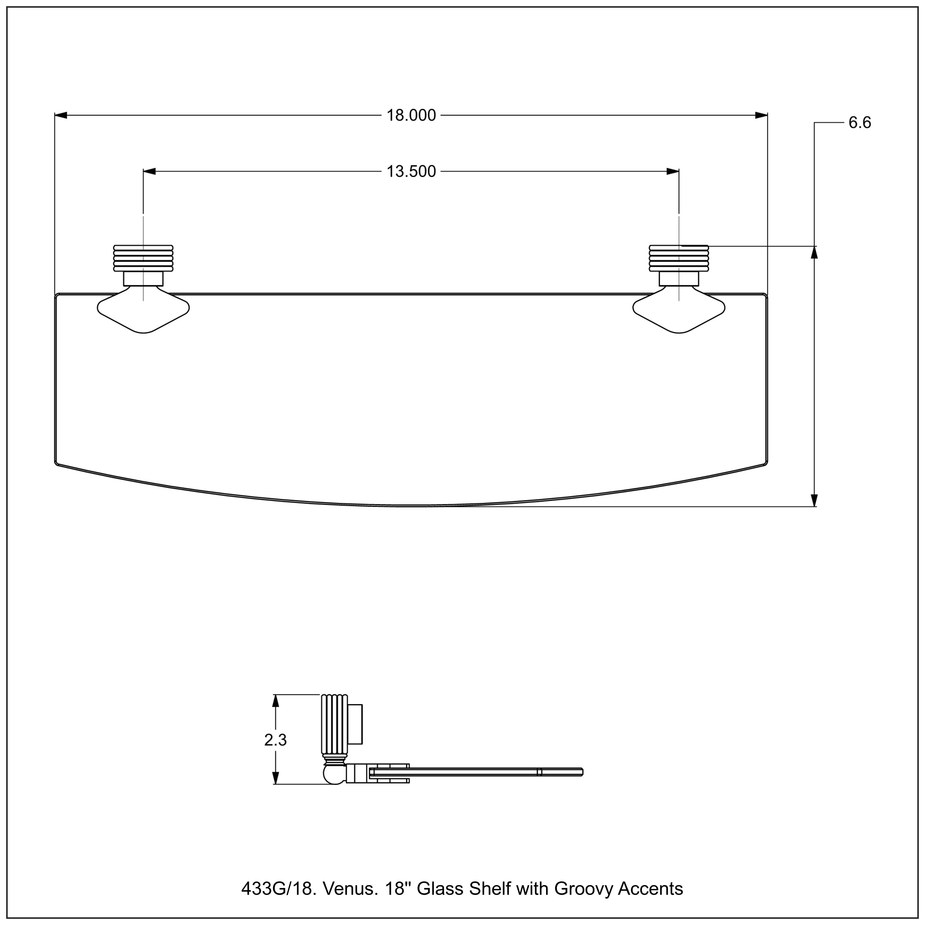 Venus Collection Glass Shelf with Grooved Accents