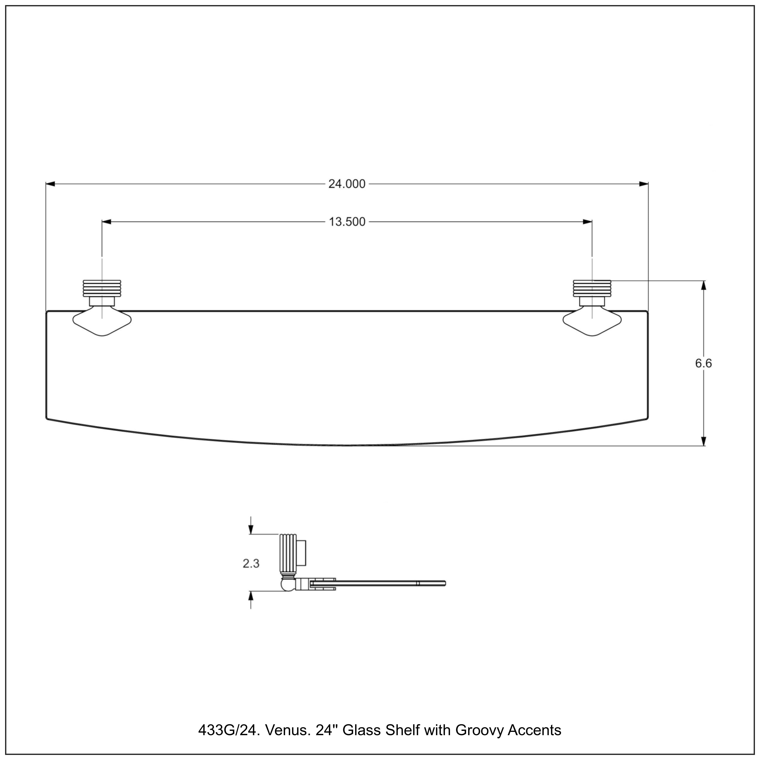 Venus Collection Glass Shelf with Grooved Accents