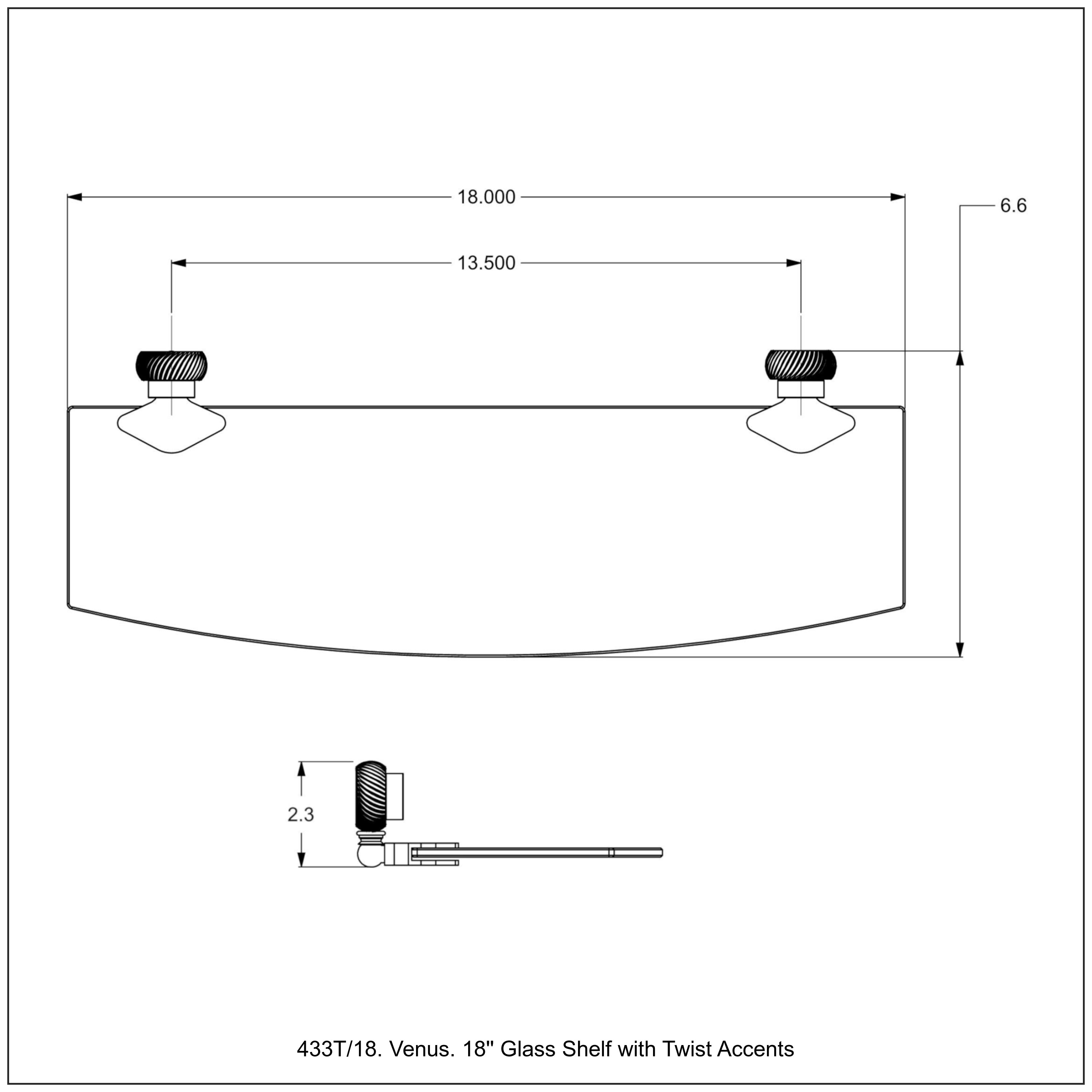 Venus Collection Glass Shelf with Twisted Accents