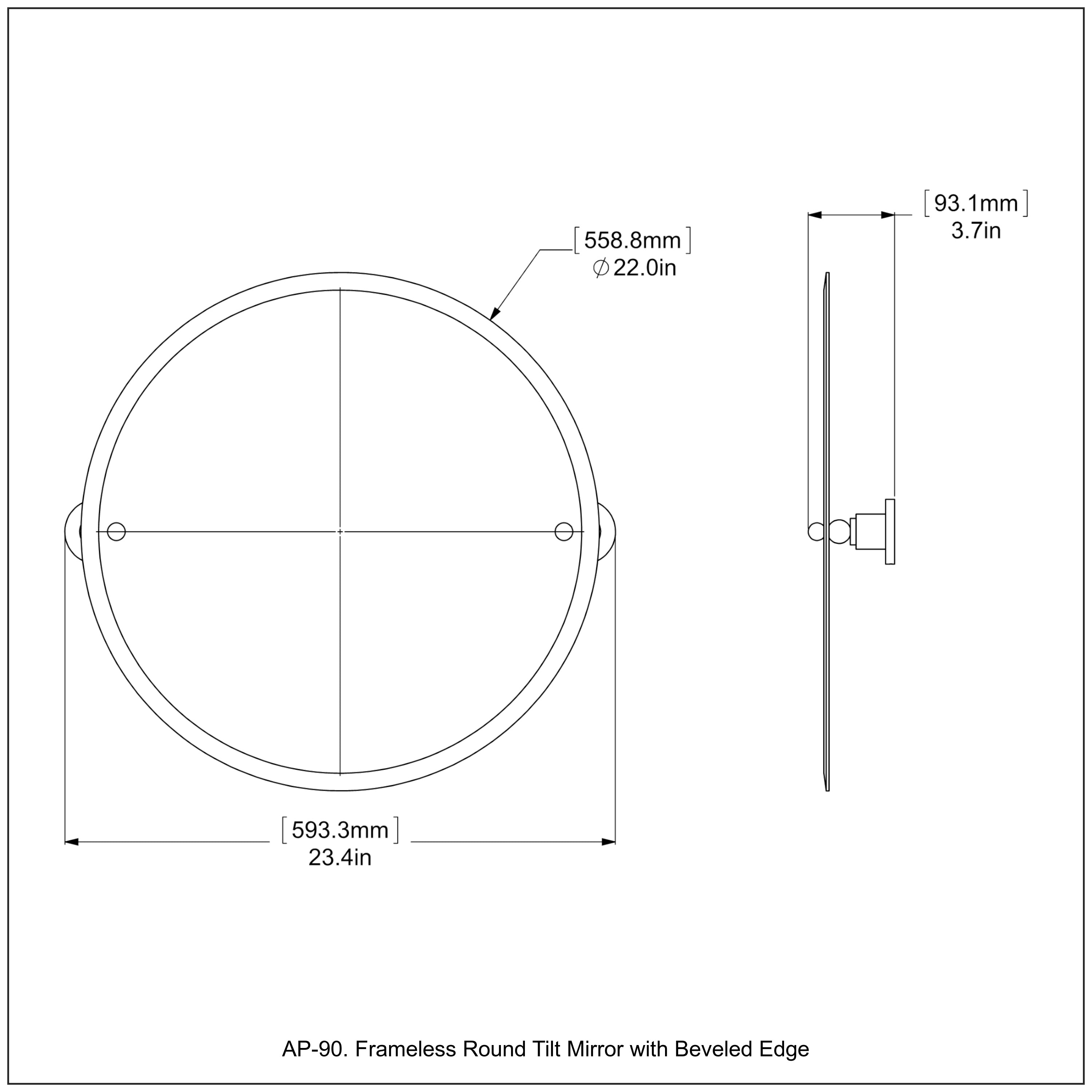 Frameless Round Tilt Mirror with Beveled Edge