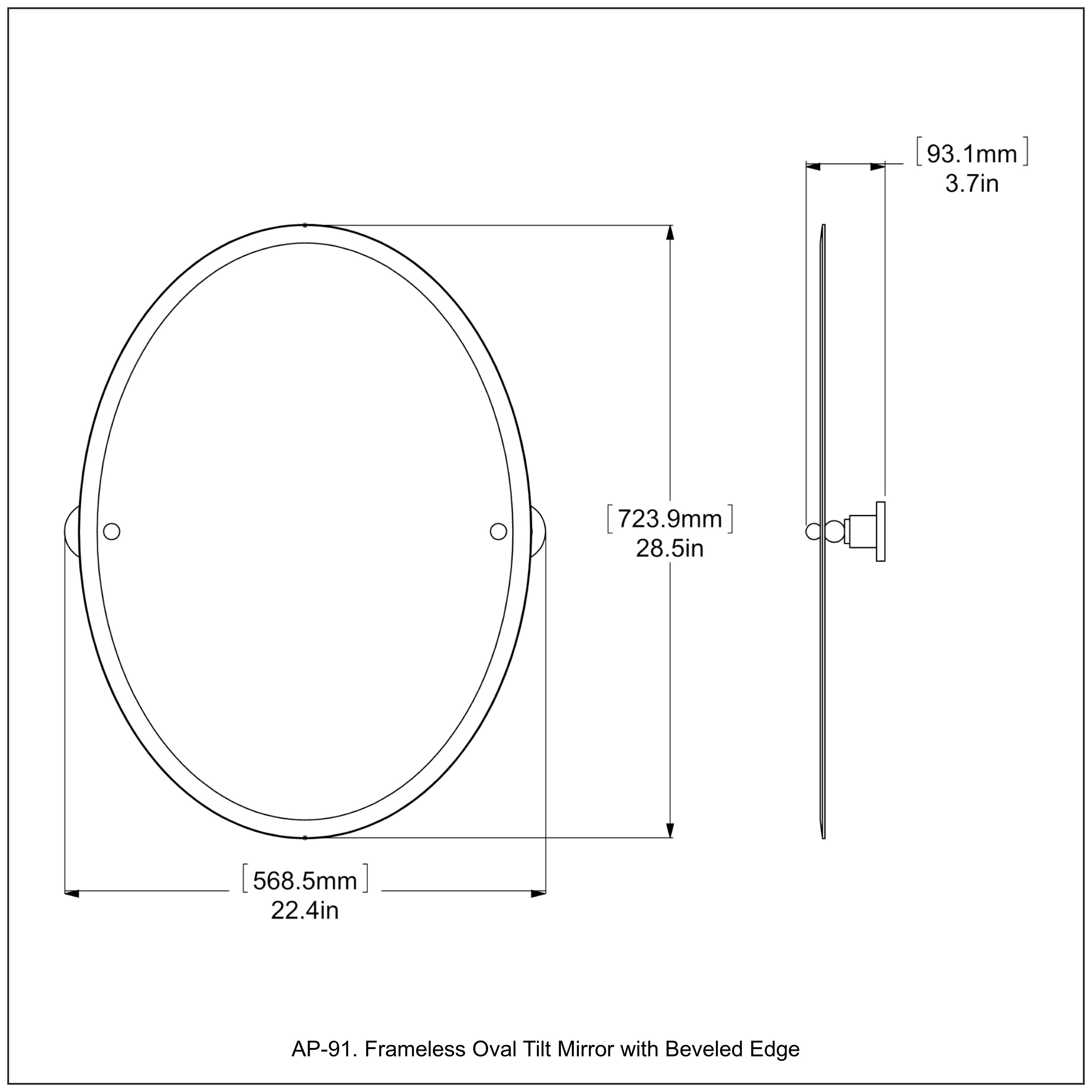 Frameless Oval Tilt Mirror with Beveled Edge