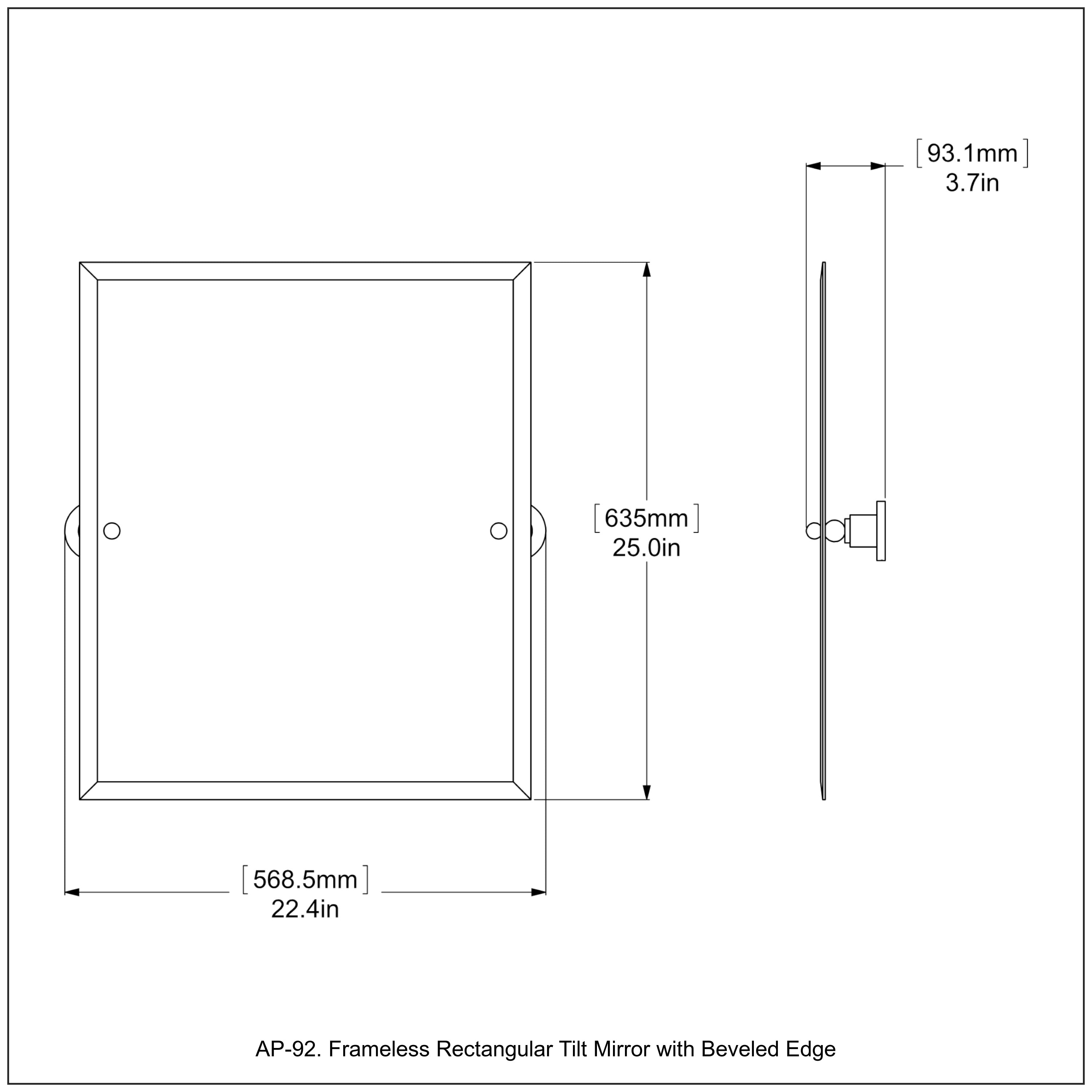 Frameless Rectangular Tilt Mirror with Beveled Edge