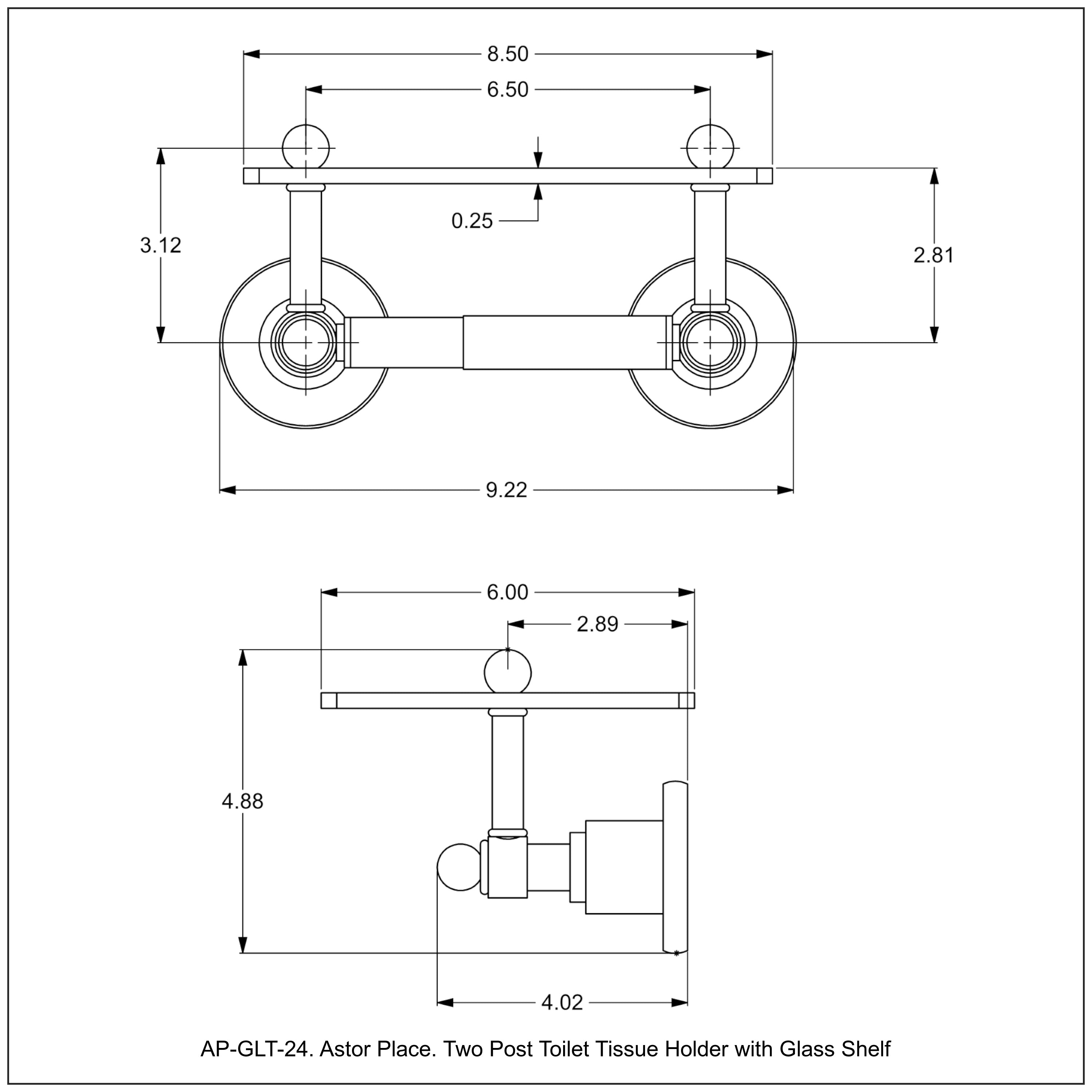 Astor Place Collection Two Post Toilet Tissue Holder with Glass Shelf