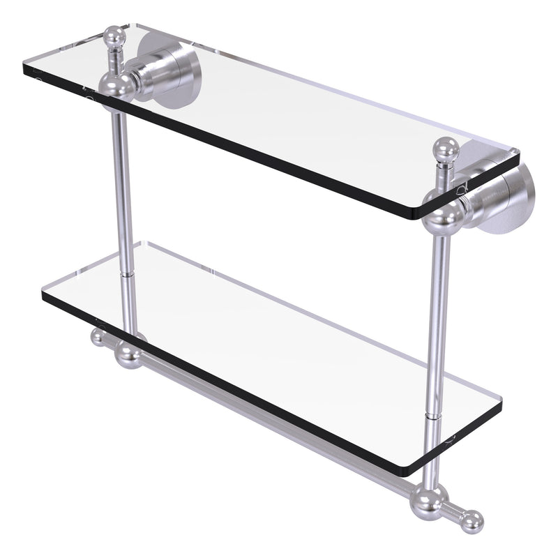 Astor Place Collection Two Tiered Glass Shelf with Integrated Towel Bar