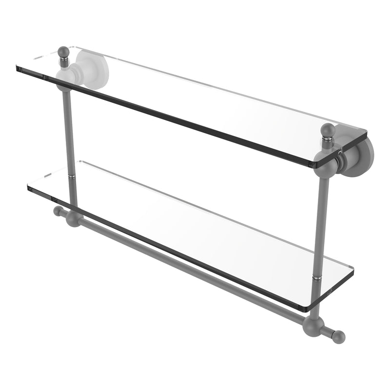 Astor Place Collection Two Tiered Glass Shelf with Integrated Towel Bar