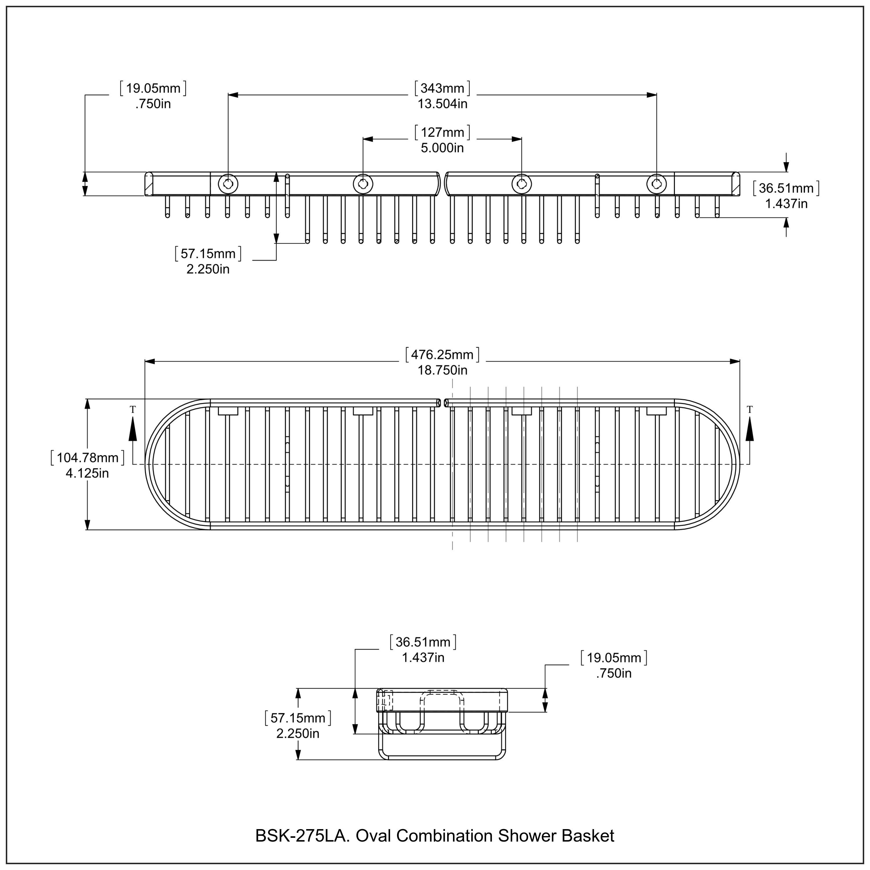 Oval Combination Shower Basket