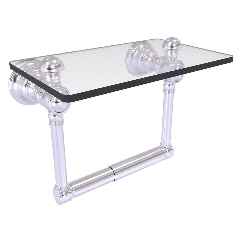 Carolina Two Post Toilet Paper Holder with Glass Shelf