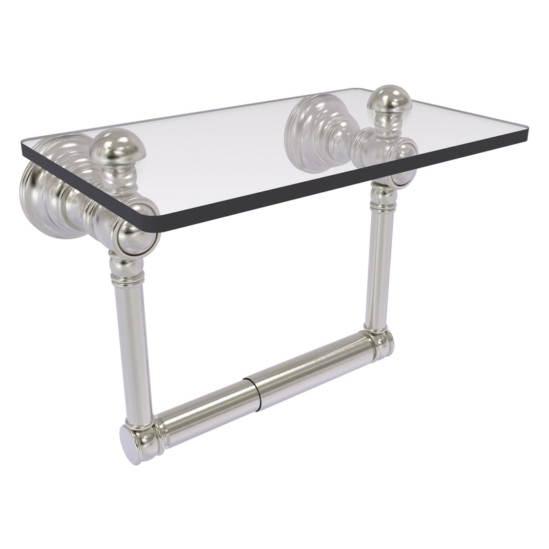 Carolina Two Post Toilet Paper Holder with Glass Shelf