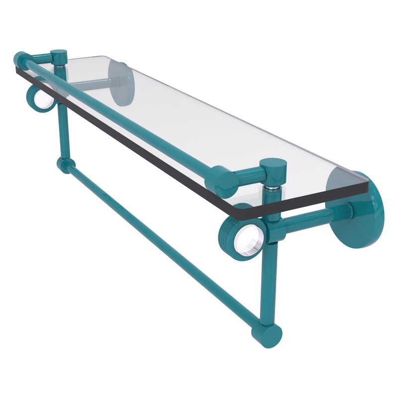 Clearview Collection Glass Shelf with Gallery Rail and Towel Bar with Grooved Accents