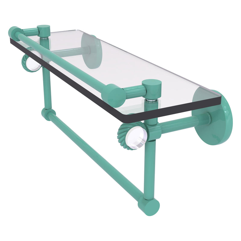 Clearview Collection Glass Shelf with Gallery Rail and Towel Bar with Twisted Accents