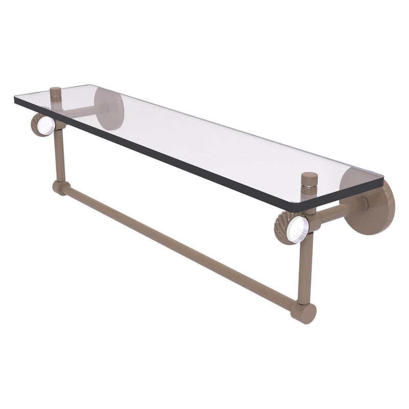 Clearview Collection Glass Shelf with Towel Bar with Twisted Accents