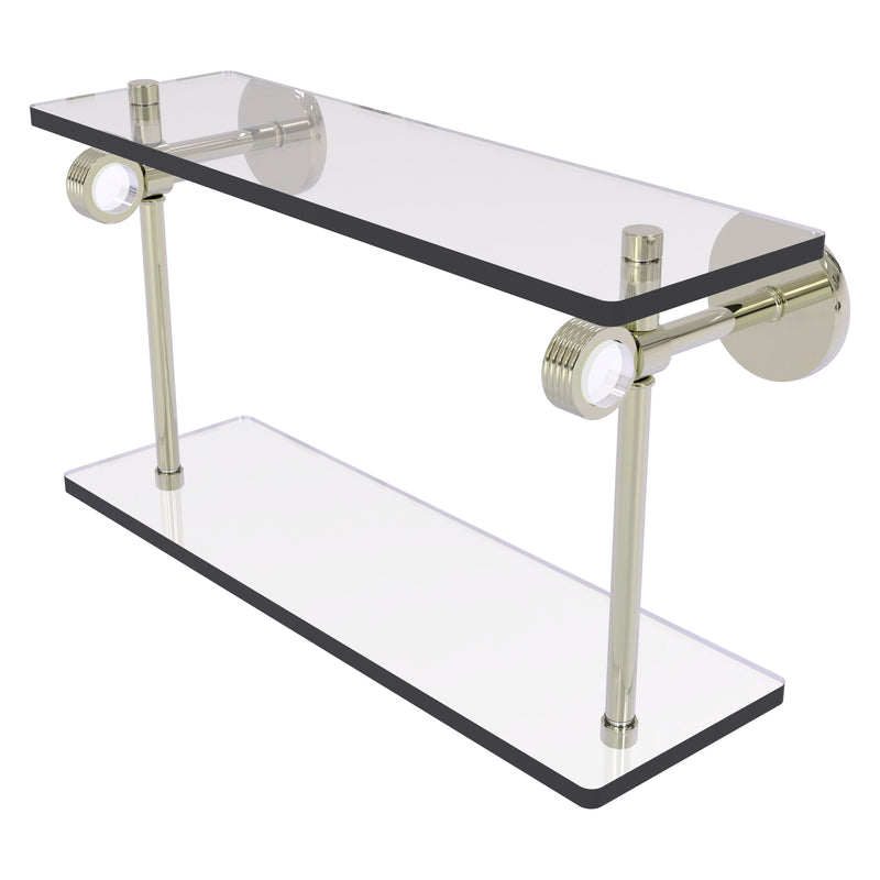 Clearview Collection Two Tiered Glass Shelf with Grooved Accents