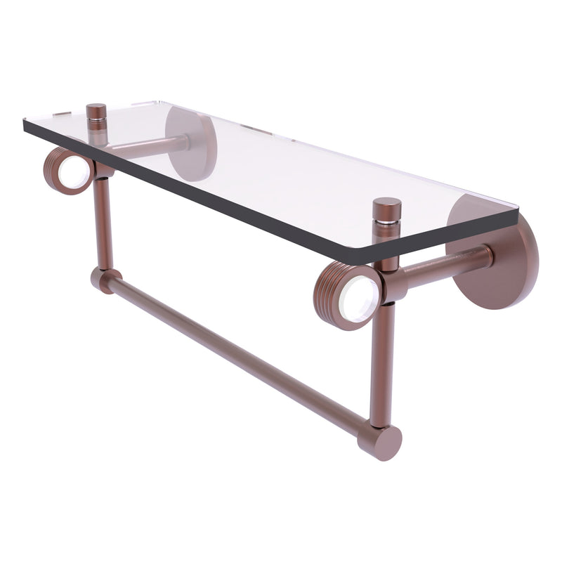 Clearview Collection Glass Shelf with Towel Bar with Grooved Accents