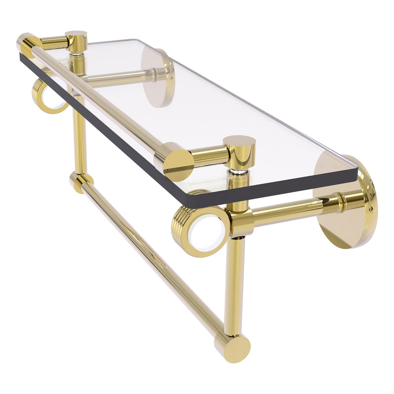 Clearview Collection Glass Shelf with Gallery Rail and Towel Bar with Grooved Accents