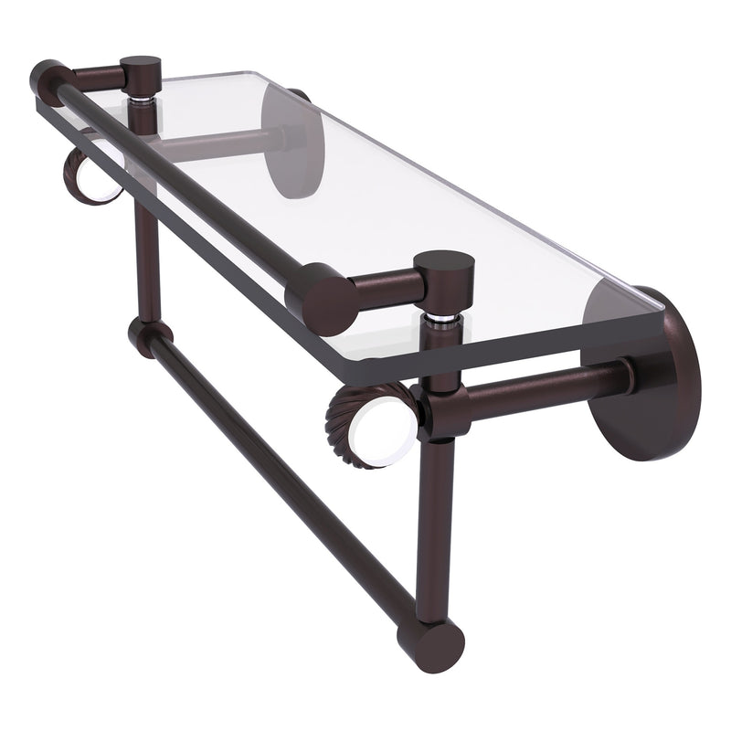 Clearview Collection Glass Shelf with Gallery Rail and Towel Bar with Twisted Accents