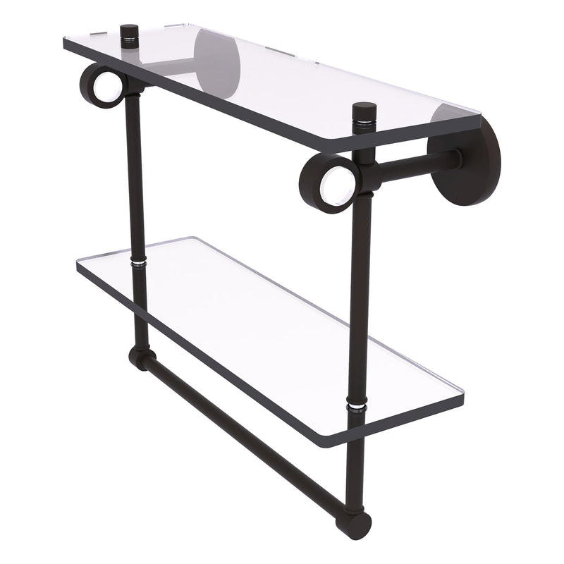 Clearview Collection Double Glass Vanity Shelf  with Integrated Towel Bar with Smooth Accents