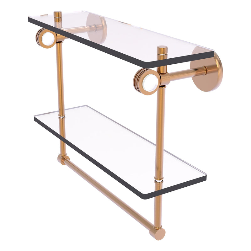 Clearview Collection Double Glass Vanity Shelf  with Integrated Towel Bar with Dotted Accents