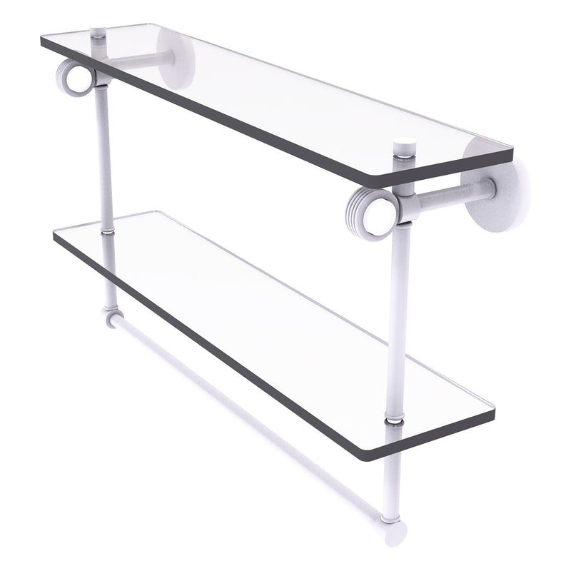 Clearview Collection Double Glass Vanity Shelf  with Integrated Towel Bar with Grooved Accents