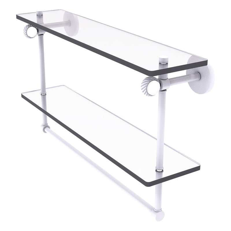 Clearview Collection Double Glass Vanity Shelf  with Integrated Towel Bar with Twisted Accents