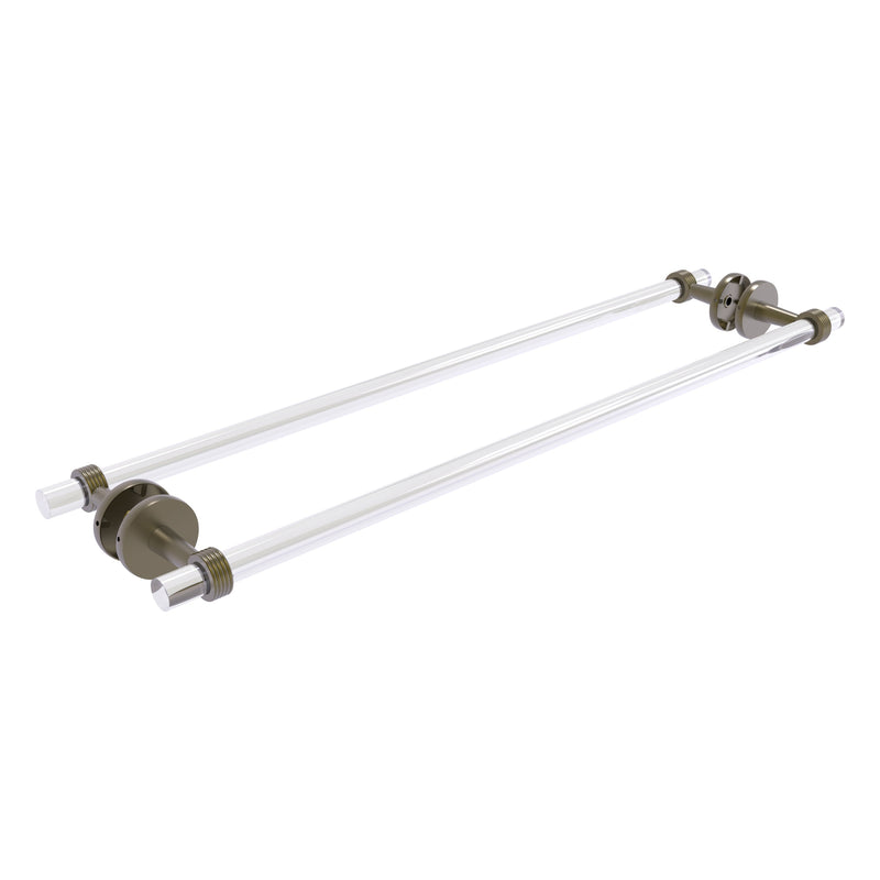 Clearview Collection Back to Back Shower Door Towel Bar with Grooved Accents