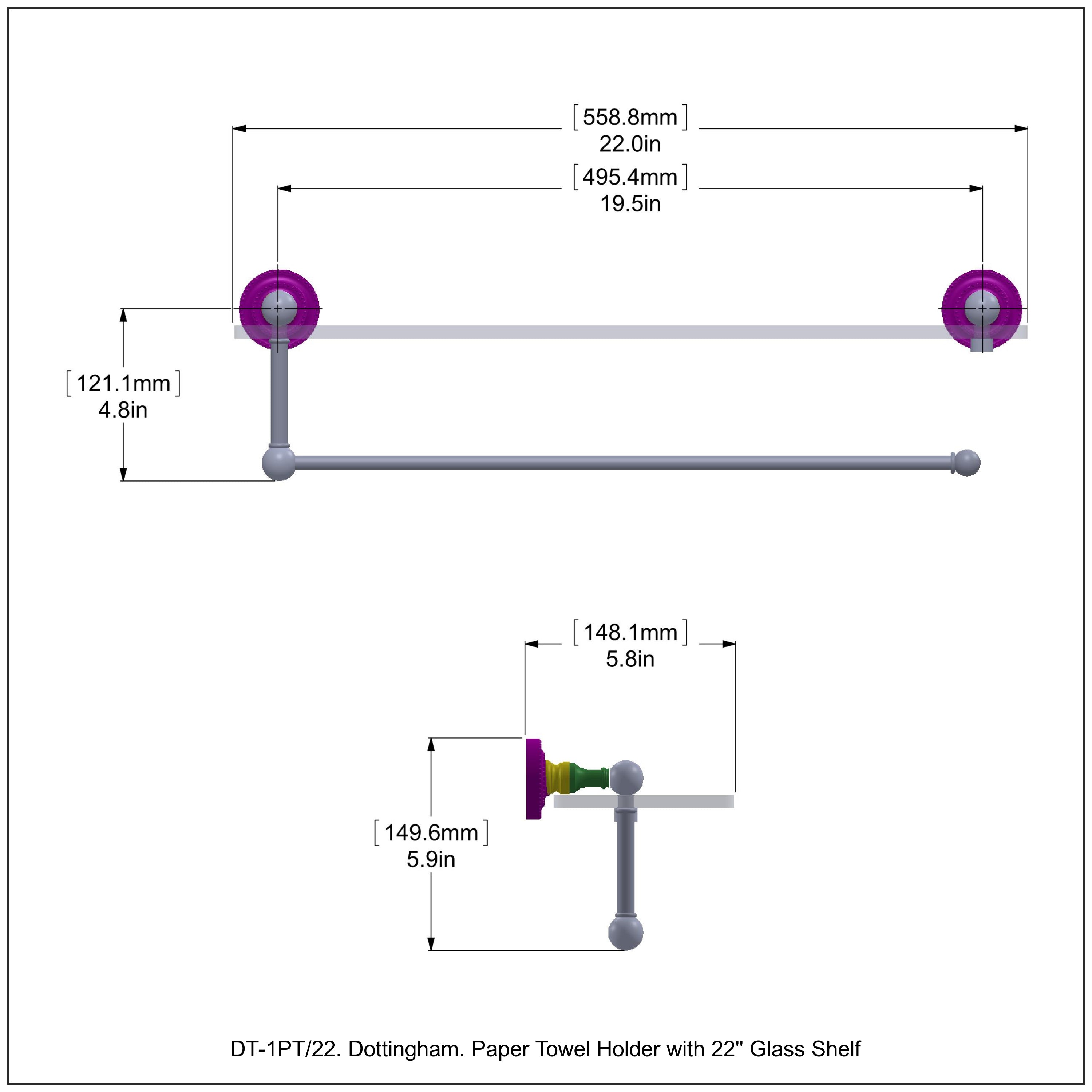 Dottingham Collection Paper Towel Holder with Glass Shelf