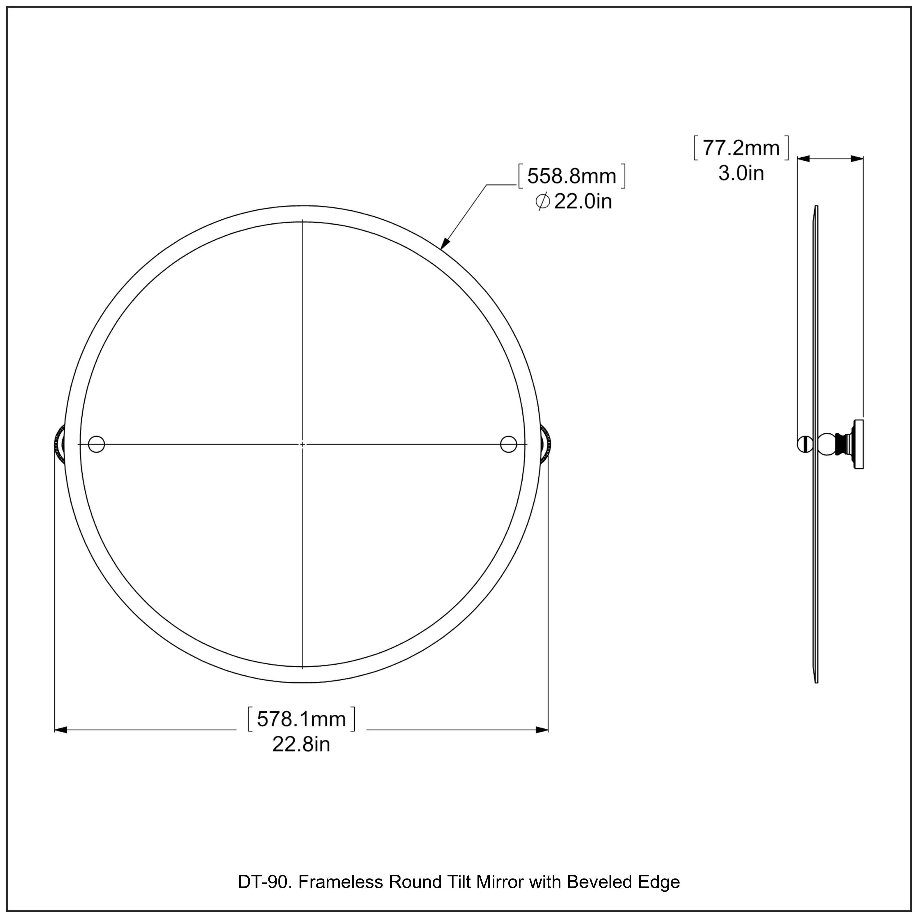 Frameless Round Tilt Mirror with Beveled Edge