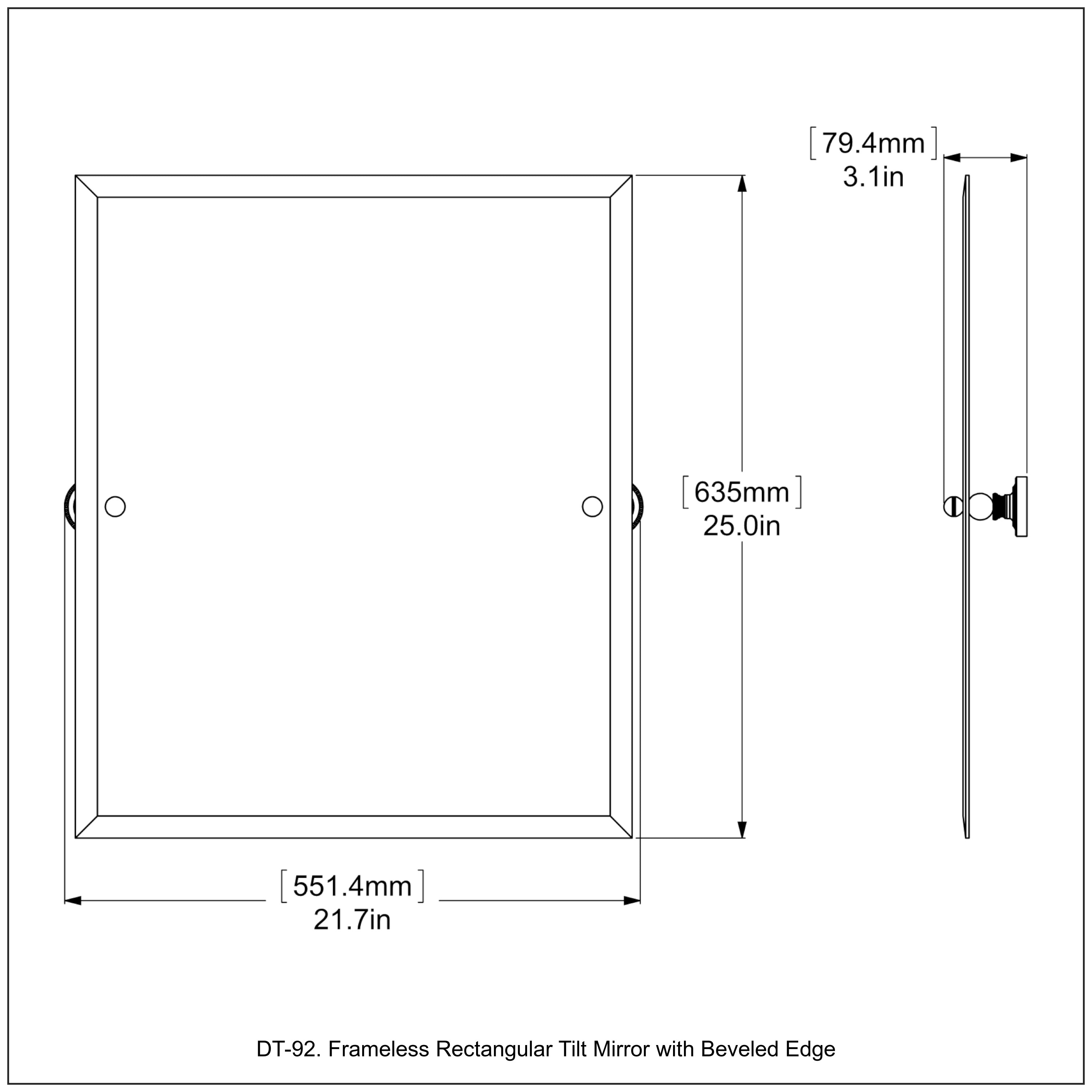 Frameless Rectangular Tilt Mirror with Beveled Edge