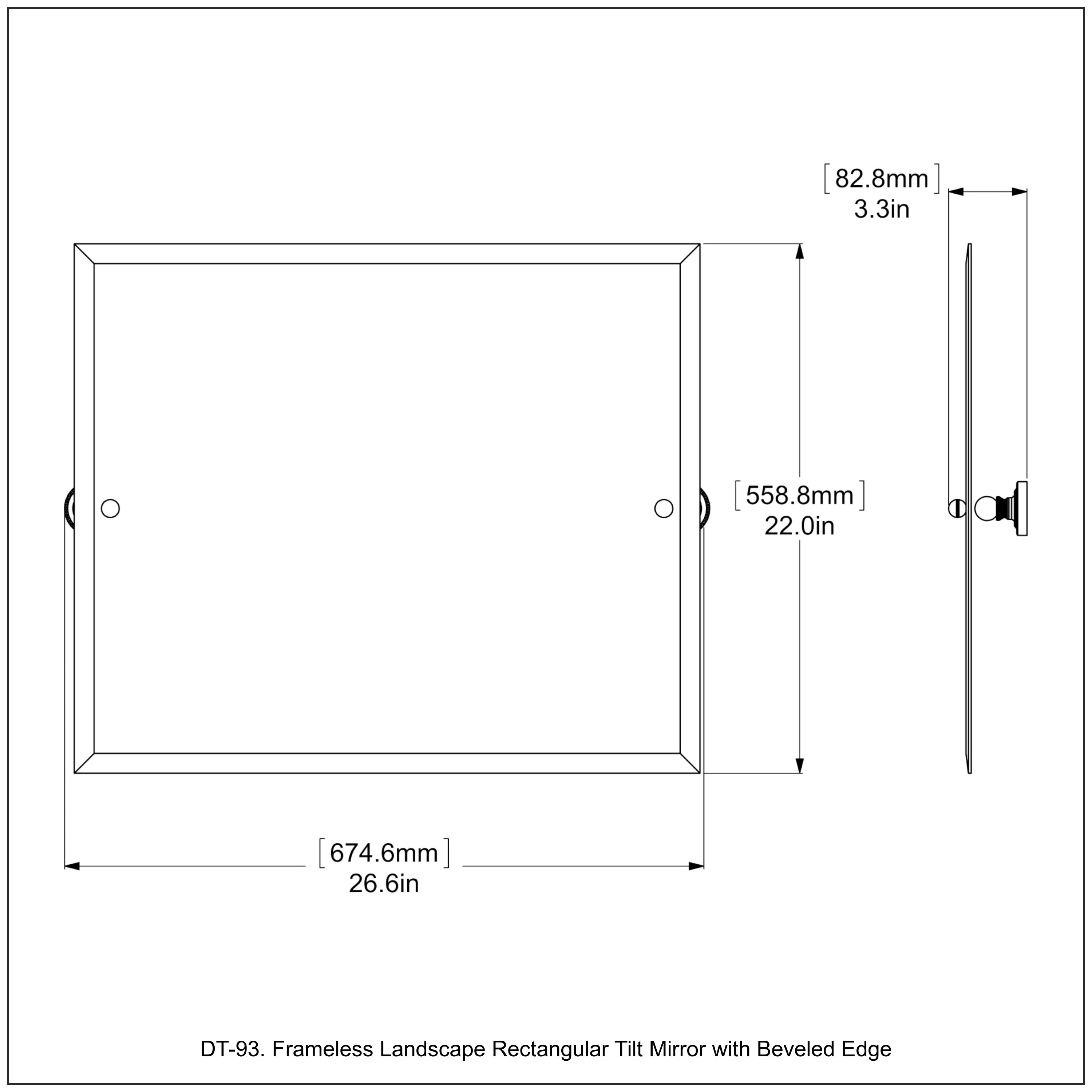 Frameless Landscape Rectangular Tilt Mirror with Beveled Edge