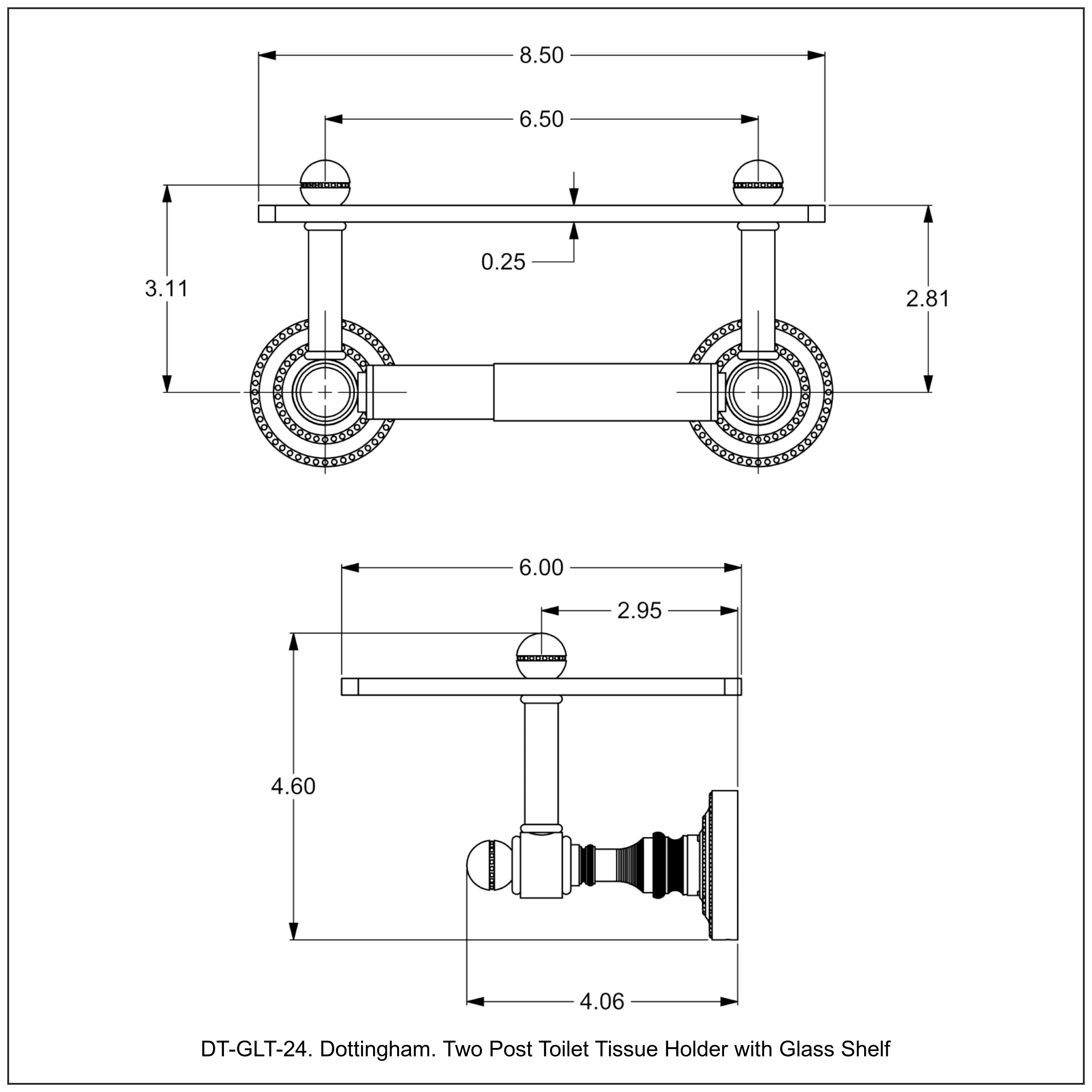 Dottingham Collection Two Post Toilet Tissue Holder with Glass Shelf