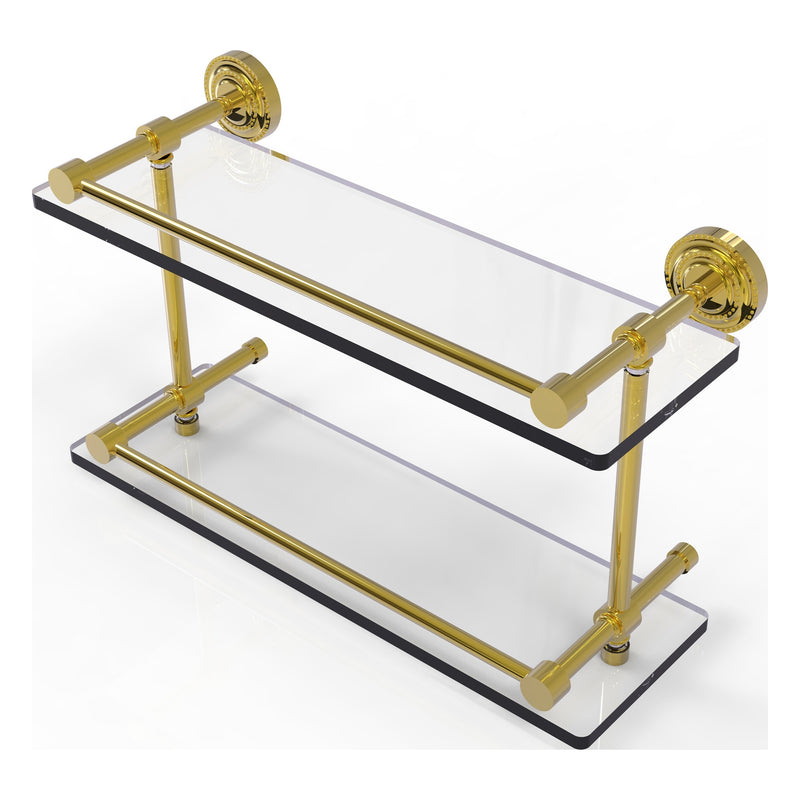 Dottingham Collection Double Glass Shelf with Gallery Rail
