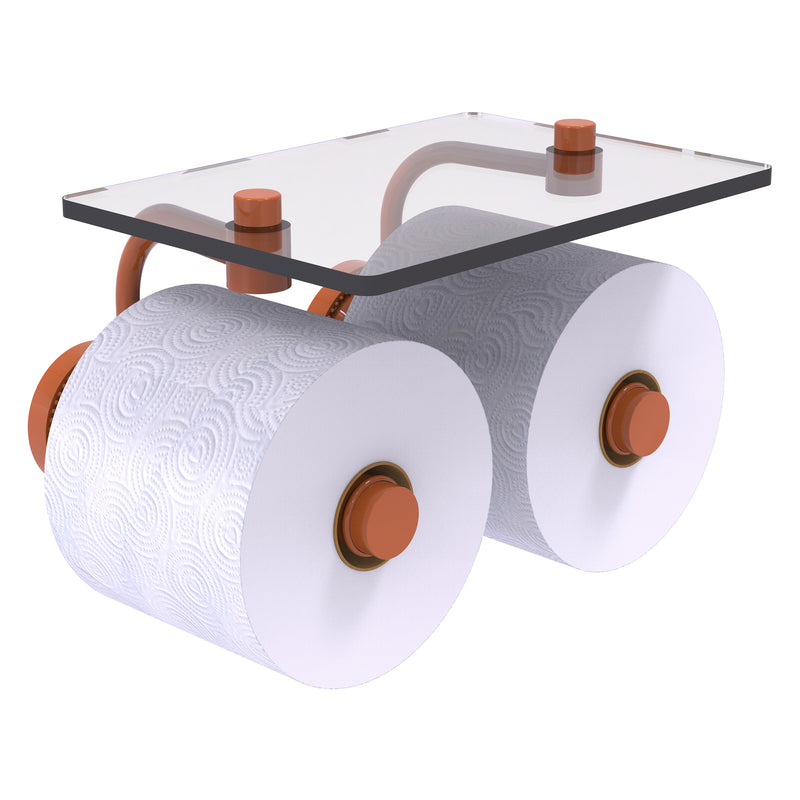 Dottingham Collection 2 Roll Toilet Paper Holder with Glass Shelf