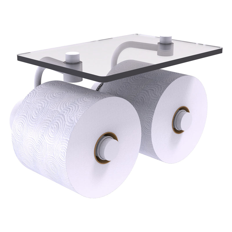 Dottingham Collection 2 Roll Toilet Paper Holder with Glass Shelf