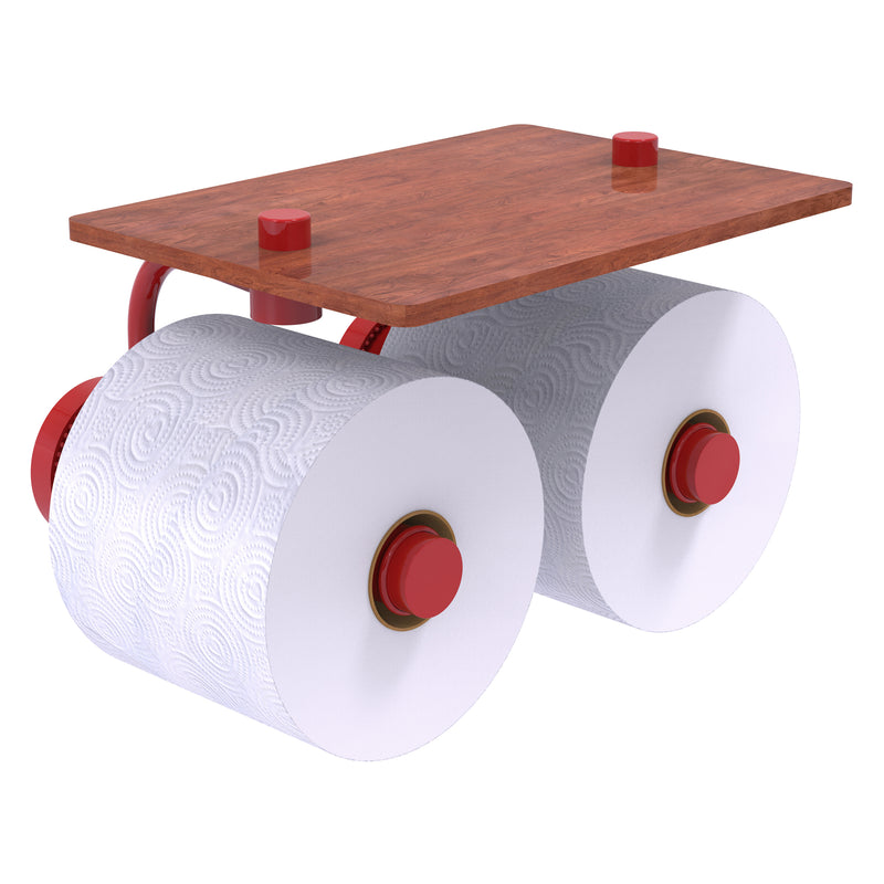 Dottingham Collection 2 Roll Toilet Paper Holder with Wood Shelf